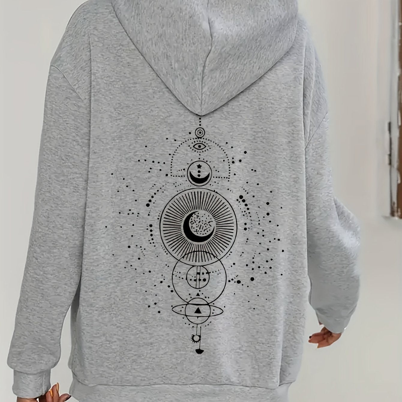 Sweat à capuche décontracté avec imprimé lune