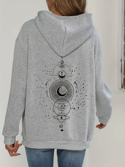 Sweat à capuche décontracté avec imprimé lune