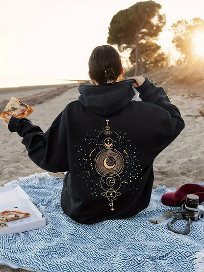 Sweat à capuche décontracté avec imprimé lune