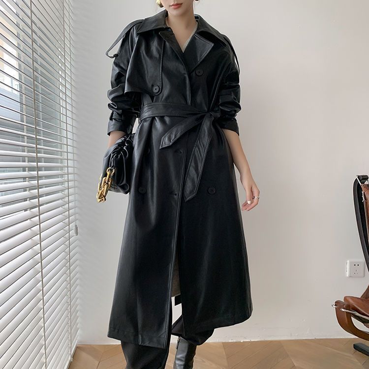 Harmostyle-Manteau rétro PU mi-long