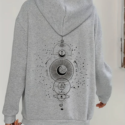 Sweat à capuche décontracté avec imprimé lune